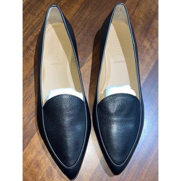 Everlane The Modern Point in Black Leather New Womens Flats Oxfords - Picture 5 of 16